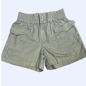 RACHEL PAIGE‎ Cargo Shorts SMALL Elastic Waist Green Cotton women
